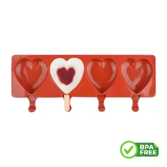 GENERICO - Molde En Silicona Para Paletas Diseño Corazón X4 Grande