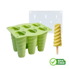 GENERICO - Molde Silicona Para Paletas Diseño Espiral x6 Con Tapa