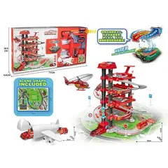MARKET TOYS - Pista De Carros Garage + Avión + 79 Pcs + Sonidos + Luces