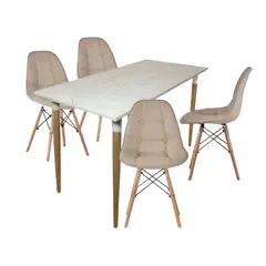 EKONOMODO COLOMBIA - COMEDOR HABY + 4 SILLAS EAMES BOTONES CAMEL
