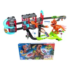 MARKET TOYS - Pista Infantil Dinosaur Dino Come Auto + Sonidos+ 10 Carros