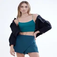 SEVEN SEVEN - Crop Top Para Mujer Manga Sisa Color Verde Oscuro Marca #28095714