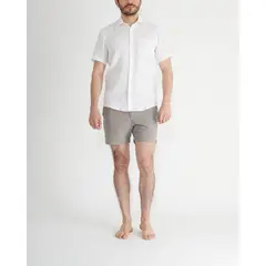 VOIE - Camisa de lino manga corta Blanco CAMILICORWHITE
