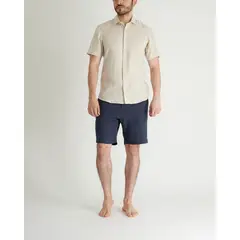 VOIE - Camisa de lino manga corta Beige CAMLICORTBEIGE