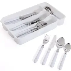 GIBSON - SET DE CUBIERTOS CASUAL LIVING 24PC MANGO PLASTICO CUBIERTERO BLANCO