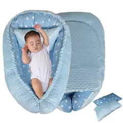 BOOGY - Nido cuna portatil acolchado para bebe Azul