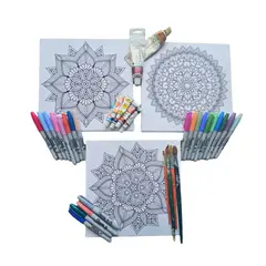GENERICO - Lienzo Cuadros Arte De Mandalas Para Pintar Set x 3 de 26x26cm