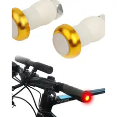GENERICO - PAR TAPONES LED PARA MANILLAR DE BICICLETA CON LUZ LED ROJA