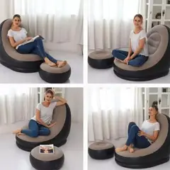 GENERICO - Sillón Inflable Portátil Con Reposa Pies Multifuncional