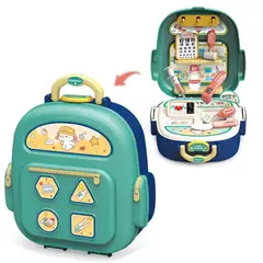 MARKET TOYS - Set Infantil De Doctor Kit Médico Azul Con Mochila