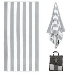 FITNICS - Toalla Microfibra Playa Secado Rapido Viaje + Estuche 160x90cm - Gris