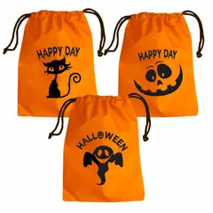GENERICO - Bolsa De Regalo Para Halloween Calabaza Dulces X 3 Unidades
