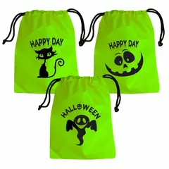 GENERICO - Bolsa De Regalo Para Halloween Dulces X 3 Unidades Verde
