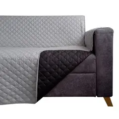 GENERICO - PROTECTOR, FUNDA, FORRO DOBLE FAZ SOFA DE 3 PUESTOS - NEGRO / GRIS.