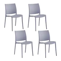 ERGONOMUS - Set 4 Sillas de Cafetería Comedor Clásicas de Polipropileno Gris