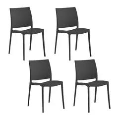 ERGONOMUS - Set 4 Sillas de Cafetería Comedor Clásicas de Polipropileno Negro