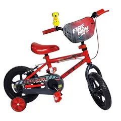 GW - Bicicleta Niño Rin 12 Fireman Ruedas Auxiliares Niña