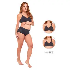 SANTANA - Combo X3 Brasier Mujer Lactancia Negro