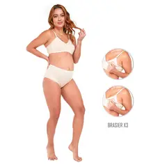 SANTANA - Combo X3 Brasier Mujer Lactancia Beige