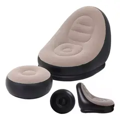 GENERICO - Sofá Sillón Inflable Portátil Con Puff Reposa Pies 2 Piezas
