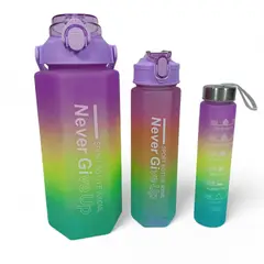 YOYOSO - SET DE 3 TERMOS PLASTICO DEGRADADO - LILAAMARILLOVERDE