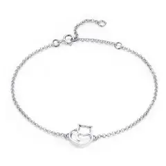 ALHAJAS - Pulsera Manilla Para Mujer Gato Fabricada En Plata 925