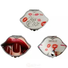 MAZUGI - Espejo De Bolsillo Redondo 2und Diseño Besos Labios