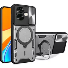 GENERICO - Funda Protección Cámara Con Soporte Compatible Oppo A79 Gris