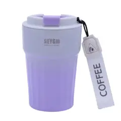 GENERICO - Vaso Termico Para Café En Acero Inoxidable + Holder MORADO