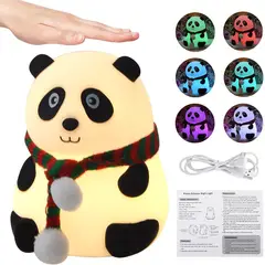 GENERICO - Lampara Mesa Panda Silicona Luz Nocturna Recargable Tactil