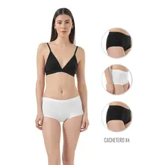 SANTANA - Combo X4 Cachetero Clásico Mujer Negro - Blanco