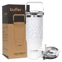 BUFFER FLASK - Termo Botella Con Mango 830 ml Buffer Acero Inox - Blanco-