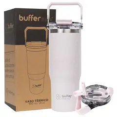 BUFFER FLASK - Termo Botella Con Mango 830 ml Buffer Acero Inox - Rosa claro-