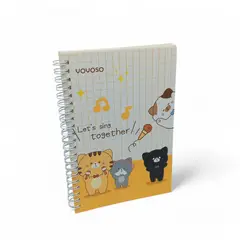 YOYOSO - CUADERNO ARGOLLADO A5 - GATO - LINEAS HORIZONTALES - BLANCO