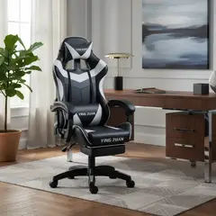 ERGONOMUS - Silla De Escritorio Con Masaje Lumbar Gamer Sencilla Con Reposapies