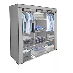 GENERICO - Closet Ropero Armable 3 Puertas Organizador Portatil Color Color Gris