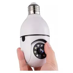 GENERICO - Cámara De Seguridad Wifi Bombillo Robotica Panoramica Ip 360 Color Blanca