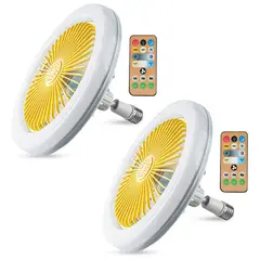 ENERGY PLUS - Kit x2 Ventiladores Bombillo LED con Control Remoto y Aroma