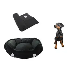 HALLY PET - Cama Mediana Doble Faz + Cobija Grande