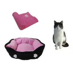 HALLY PET - Cama Mediana Doble Faz + Cobija Grande