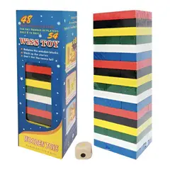 GENERICO - Jenga Torre Madera Bloques 54 Pc Colores Grande Juego Mesa