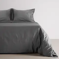 DISTRIHOGAR - Cover Duvet 400 Hilos 100% Algodón Cairo Gris Oscuro Queen