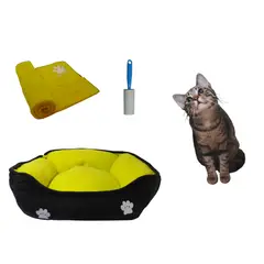 HALLY PET - Cama mediana doble faz + cobija mediana + quitamotas