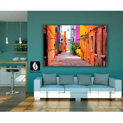 TAYRONA STORE - Cuadro En Lienzo Ciudad Colores 01 120x80cm