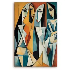 GENERICO - Lienzo Cuadro Decorativo Fragmentos de Miradas Estilo Cubista 110X80CM