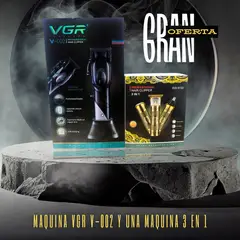 VGR - Pack Afeitadora V-002 + Máquina 3 en 1 Hair Clipper