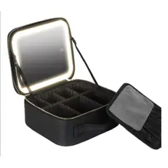 GENERICO - Estuche De Maquillaje Con Espejo Luz Led Cosmetiquera negro