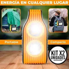 ENERGY PLUS - Set x2 Lámpara Emergencia Solar LED Multifuncional Carga USB