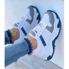 GENERICO - Tenis Gris Azul Acero Dama Zapatillas Zapatos Mujer Lindos Moda Casual