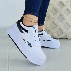 GENERICO - Tenis Blanco Negro Dama Zapatillas Zapatos Mujer Lindos Moda Casual